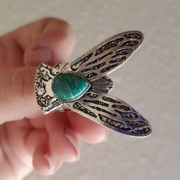 New Amazonite Flying Insect Silver Ring. - Picture 3 of 7